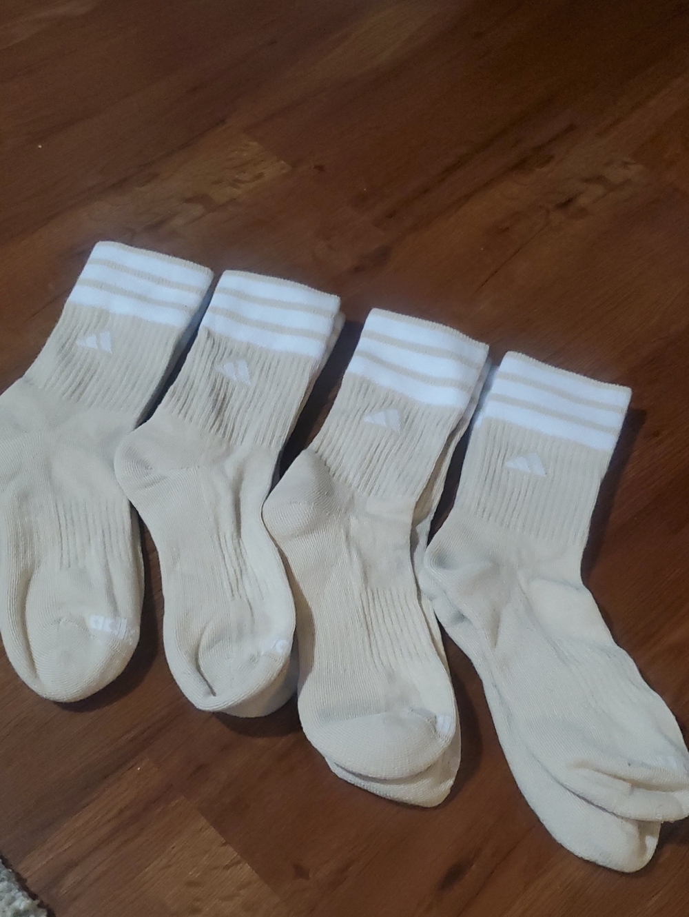 adidas Crew Socks in White and Cream Stripe
